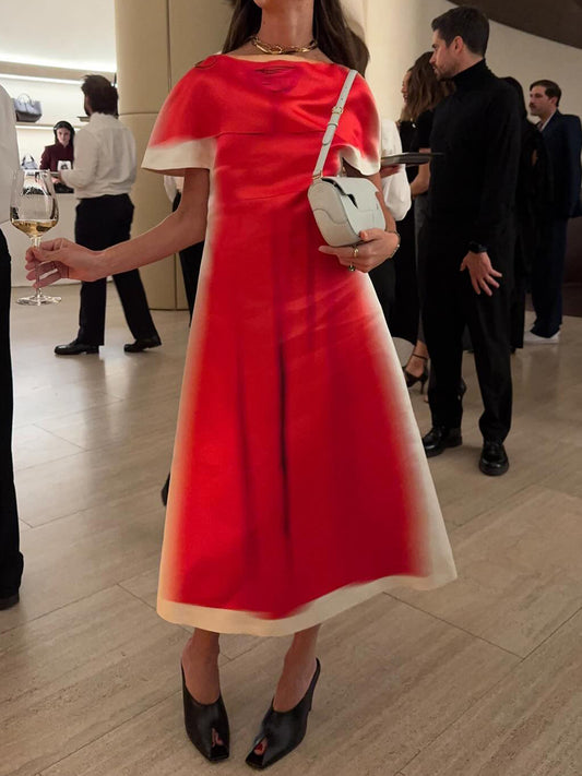 Printed Short Sleeve Maxi Dress