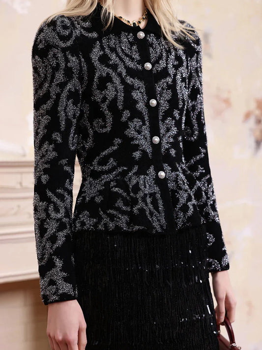 Velvet Long Sleeve Front Button Blouse