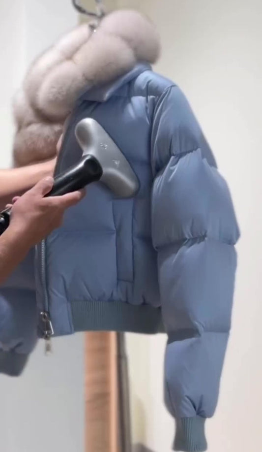 Faux Fox Fur Patchwork Down Jacket