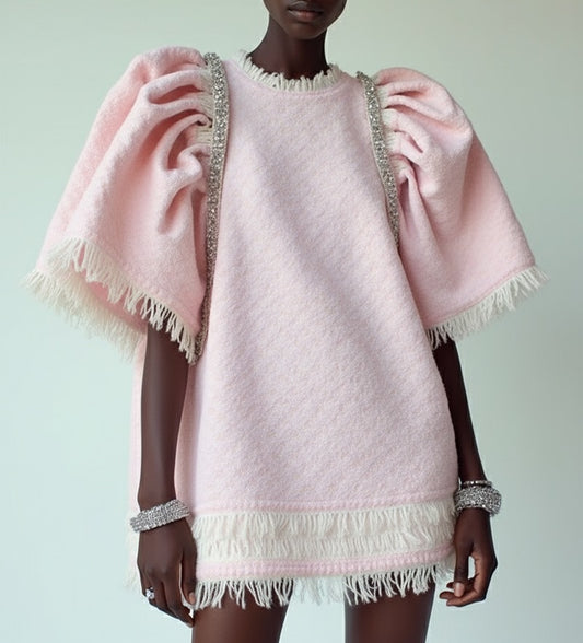 Elegance Fringe Puff Dress