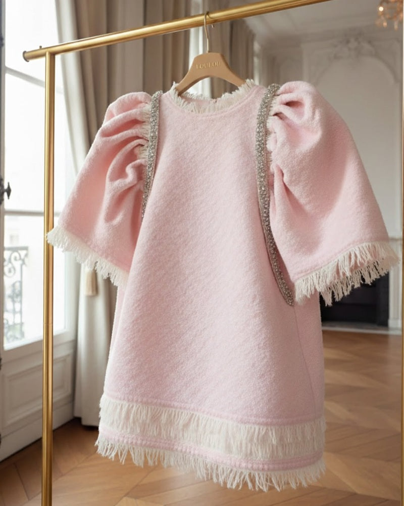 Elegance Fringe Puff Dress