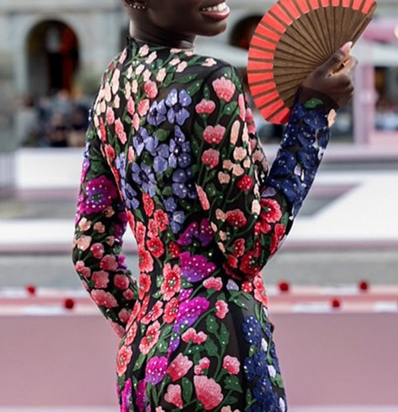 Blooming Whirl Floral Gown