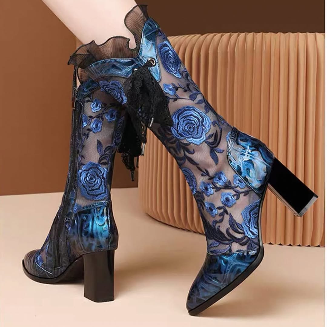 Rose Embroidered Lace Boots