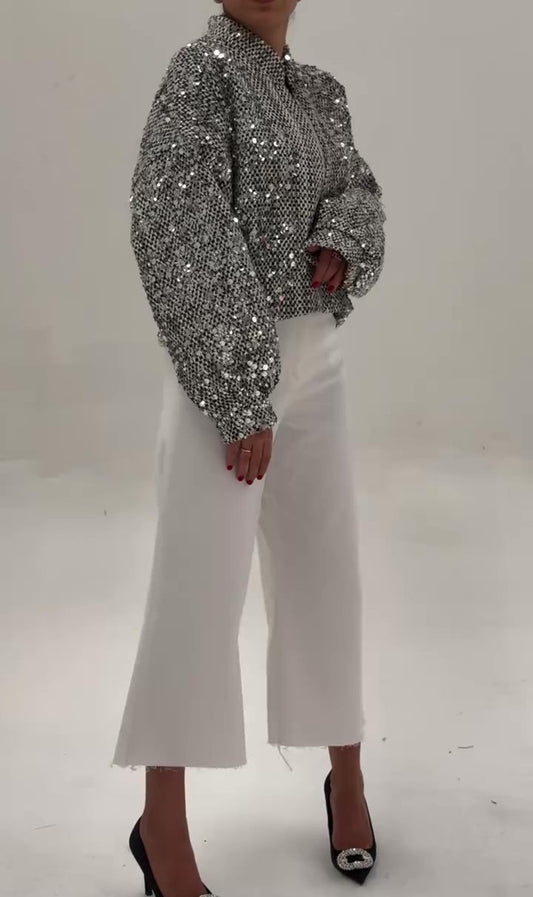 Silver Sequin Short Coat