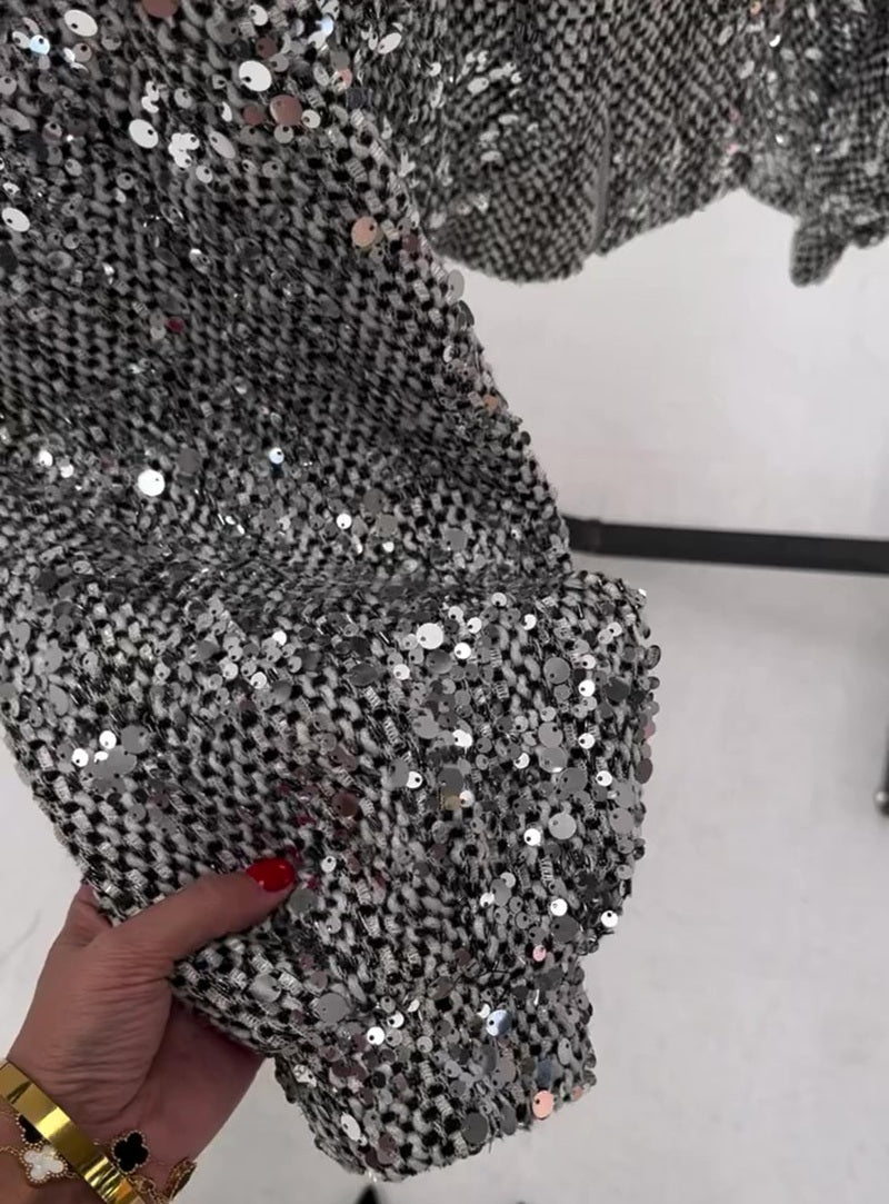 Silver Sequin Short Coat