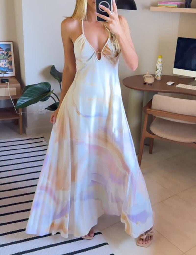 Sunset Glow Ombre Halter Dress
