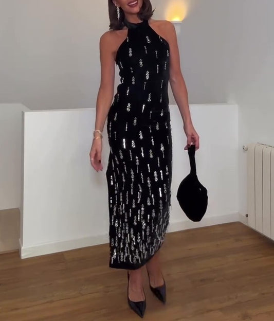 Shiny Halter Dress