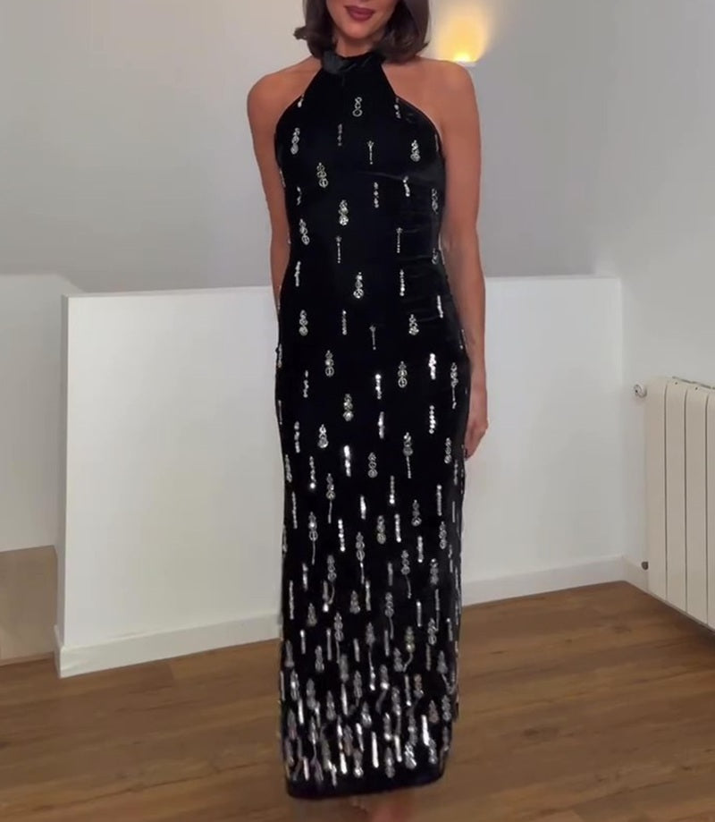 Shiny Halter Dress