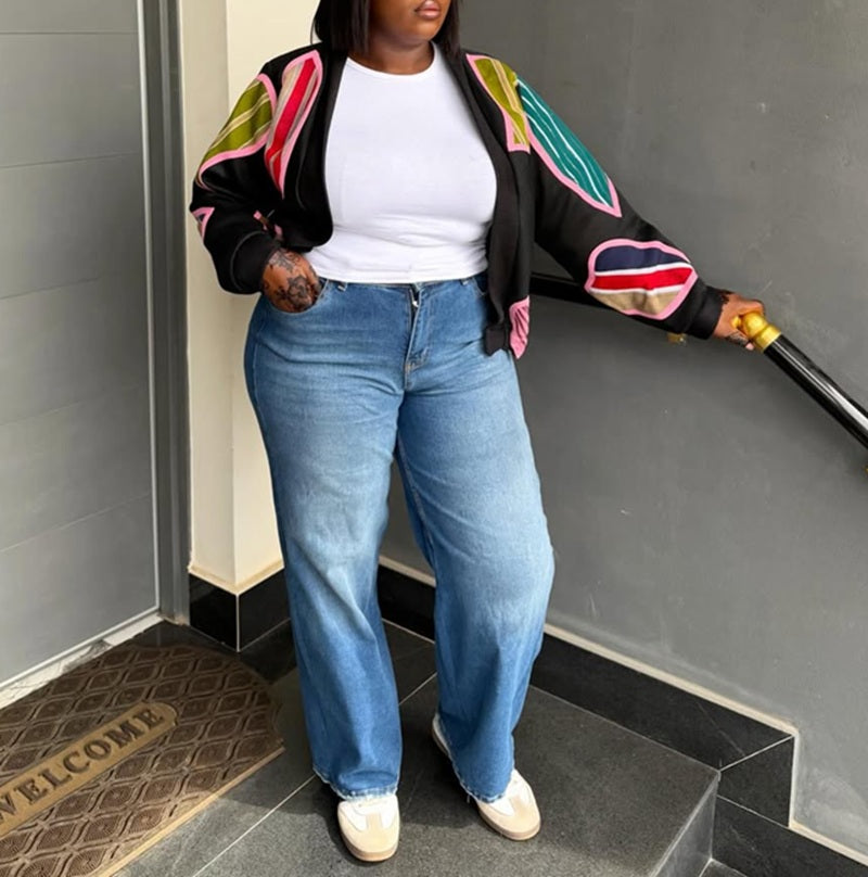 Loose Fit Colorful Patchwork Jacket
