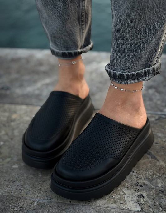 Slip On Hollow Out Platform Mule Slipper Shoes