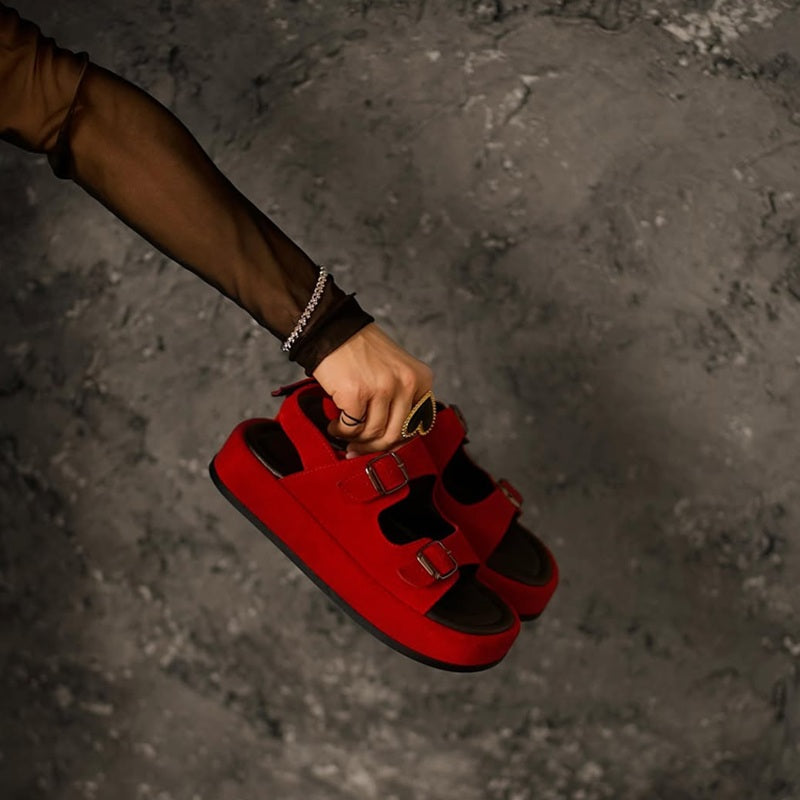 Dual Buckle Chunky Platform Strap Sandals
