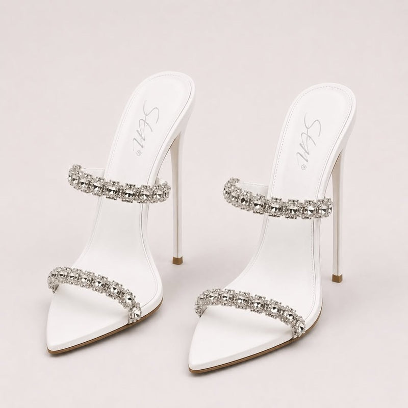 Shine Crystal Stiletto Mule Heels