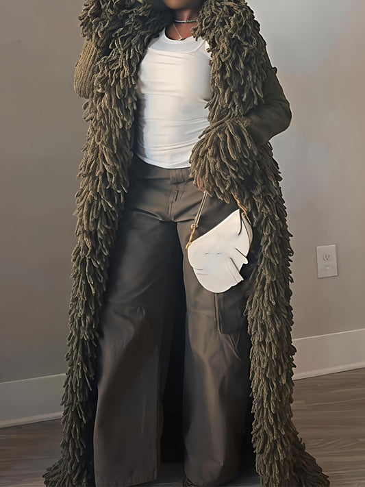 Fashion Oversized Fringe Knitted Coat