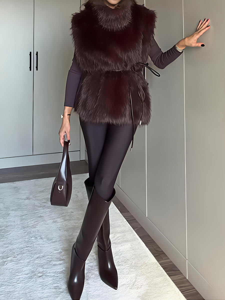 Loose Plush Faux Fur Vest Coat