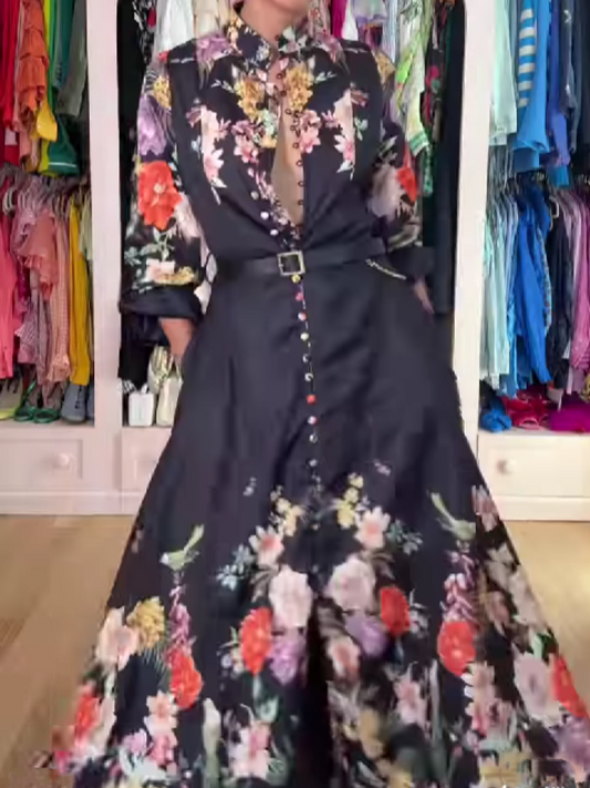 Printed Button Dress