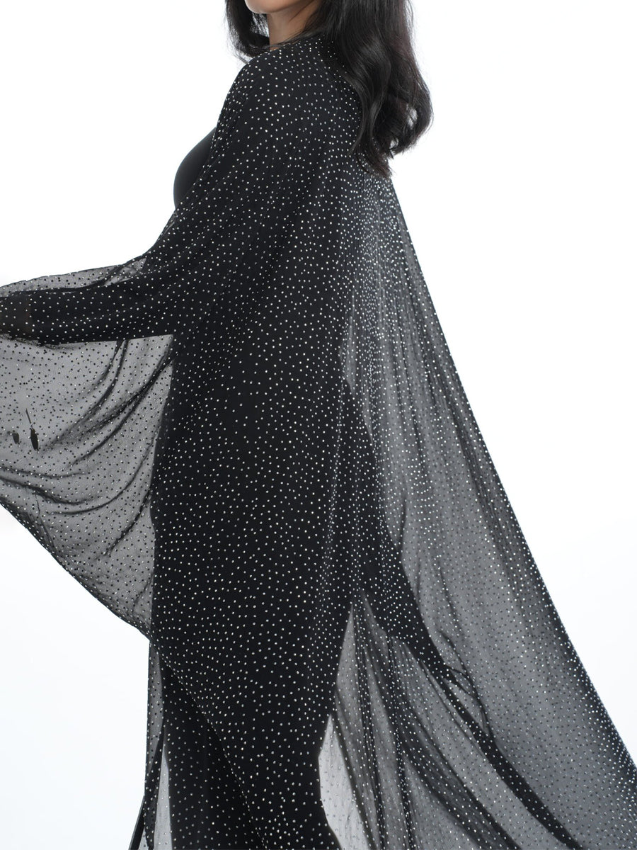 Chiffon Rhinestone Sparkle Loose Cardigan