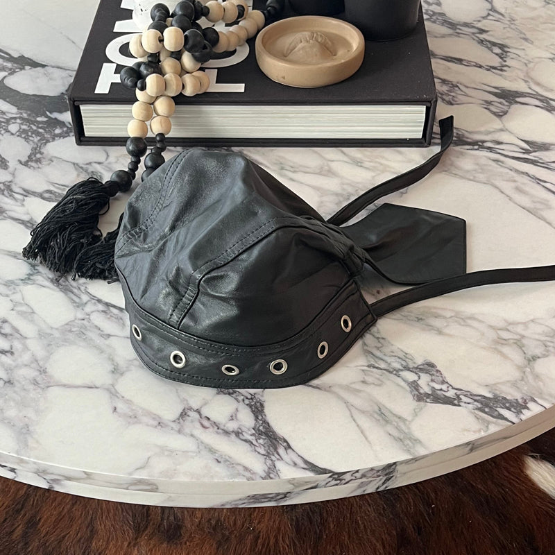 Eyelet Detail Lace-up PU Hat