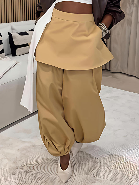 Skirt-style Draped Balloon Legs Pants