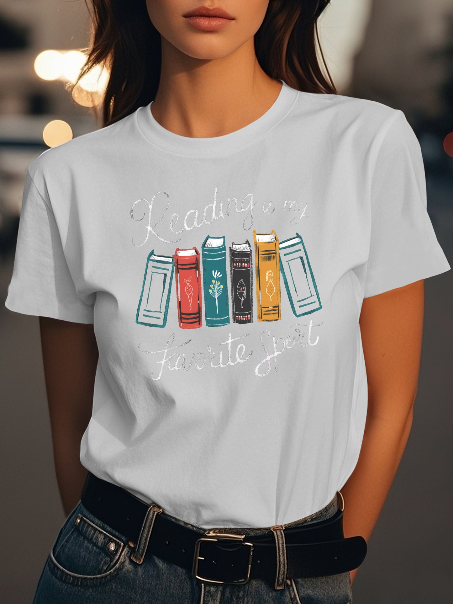 Reading is My Favorite Sport Fashion women's pure cotton T-shirt short sleeves