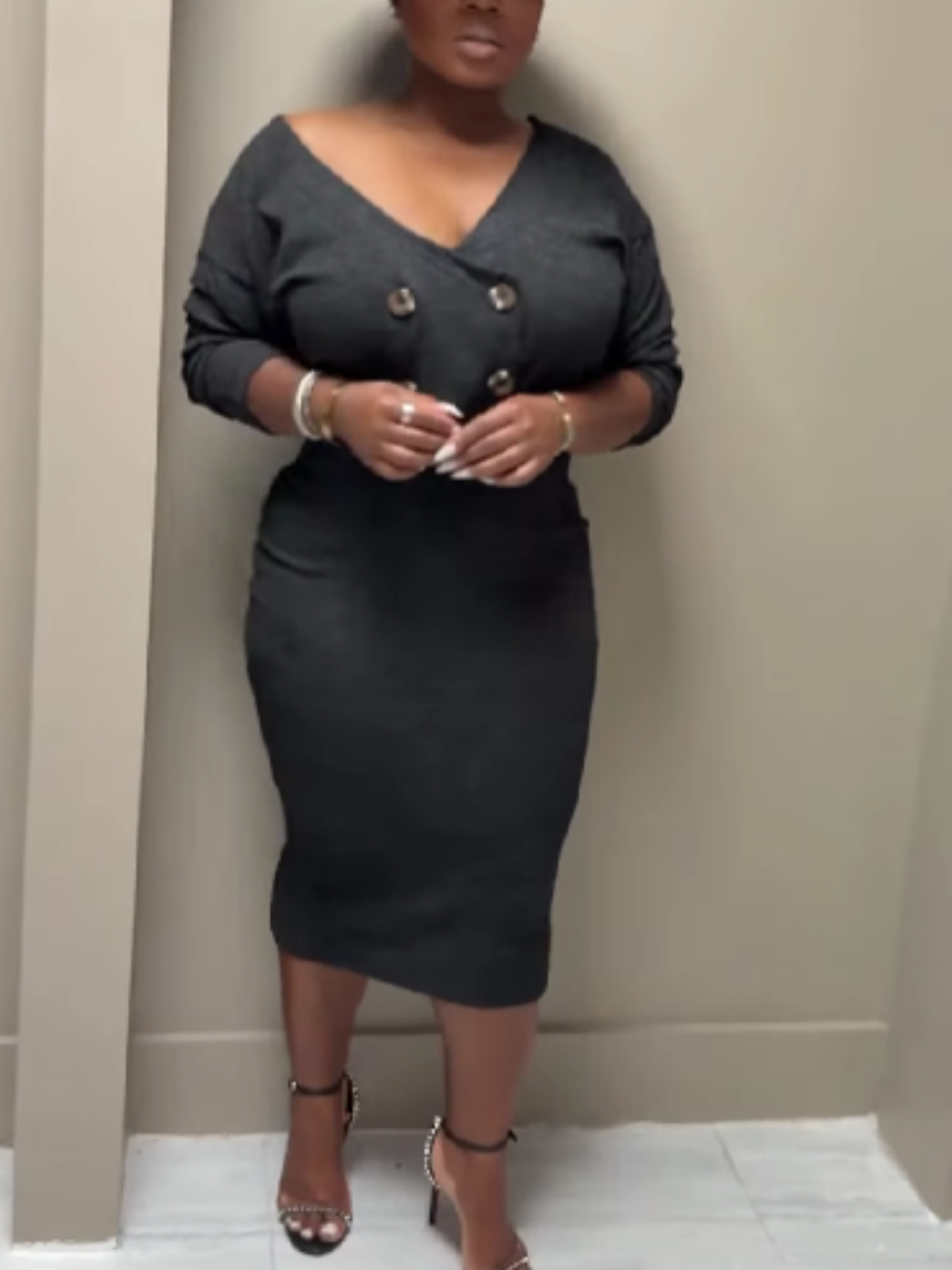 Knitted Button Skirt Suit