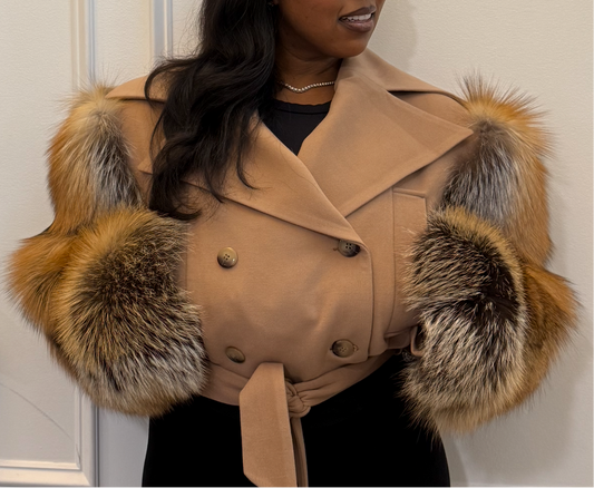 Plush Sleeves Short Coat