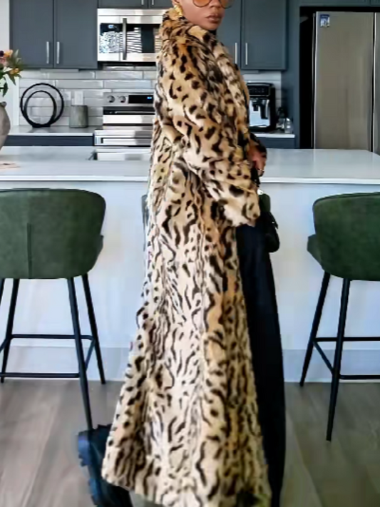 Faux Fur Leopard Print Coat