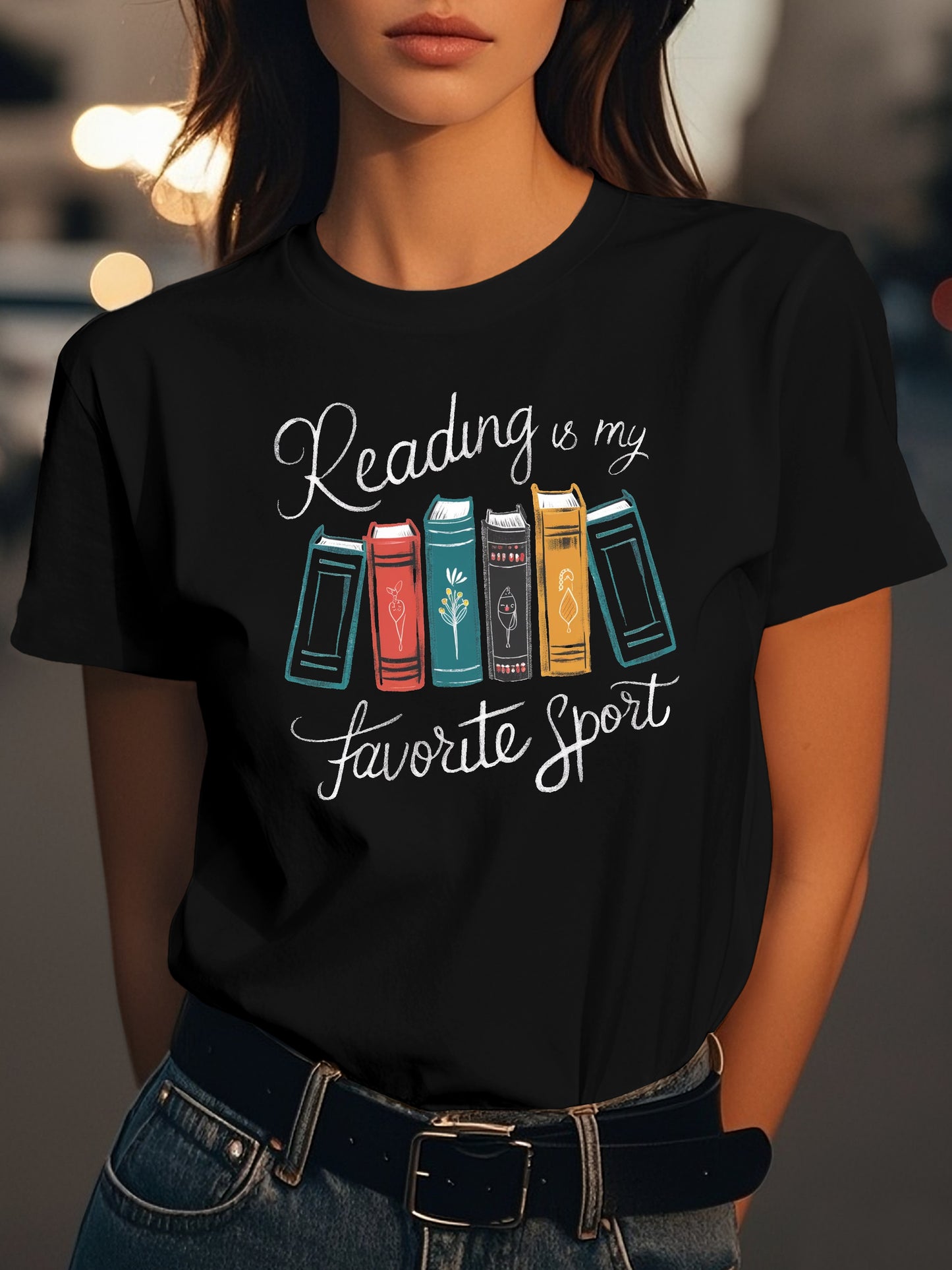 Reading is My Favorite Sport Fashion women's pure cotton T-shirt short sleeves