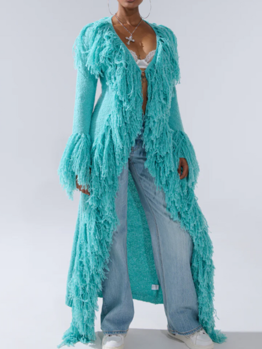 Knit Fringed Coat