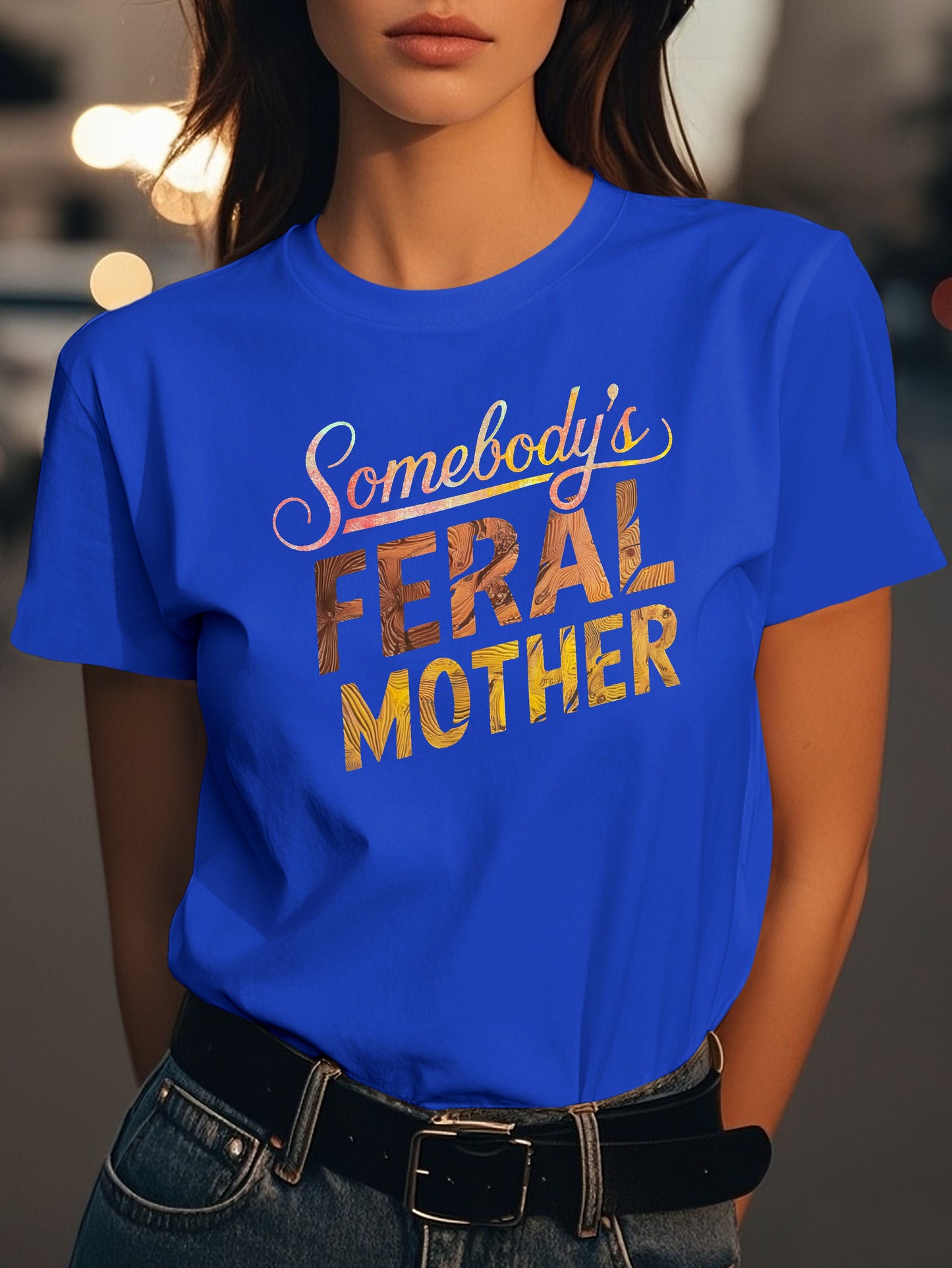Somebody s Feral Mother Fashion women's pure cotton T-shirt short sleeves