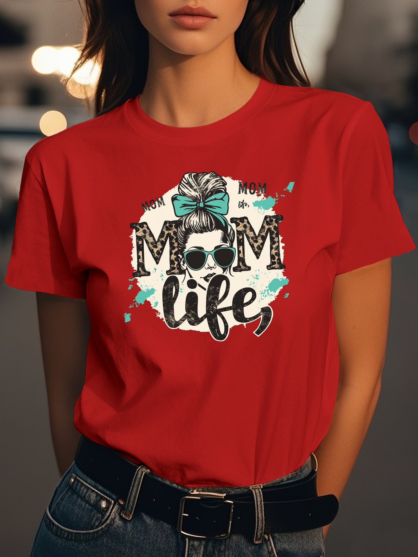 Trendy MOM Life Design Fashion women's pure cotton T-shirt short sleeves
