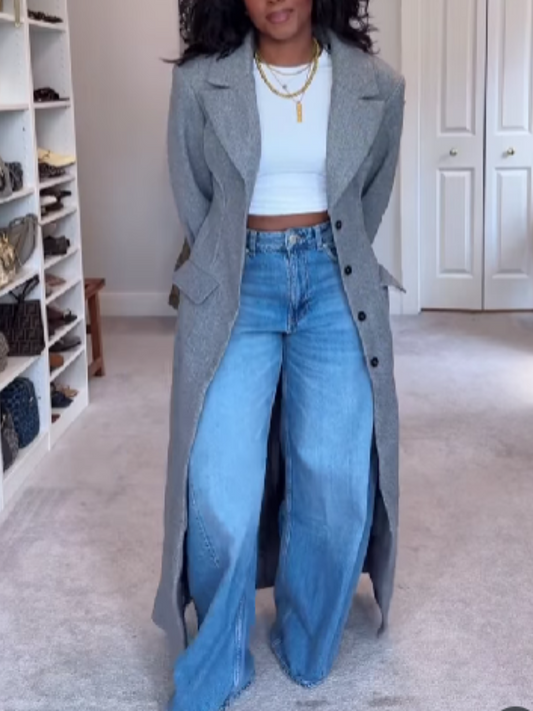 Long Solid Color Elegant Coat