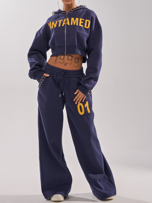 Zipper Hooded Sport Suit