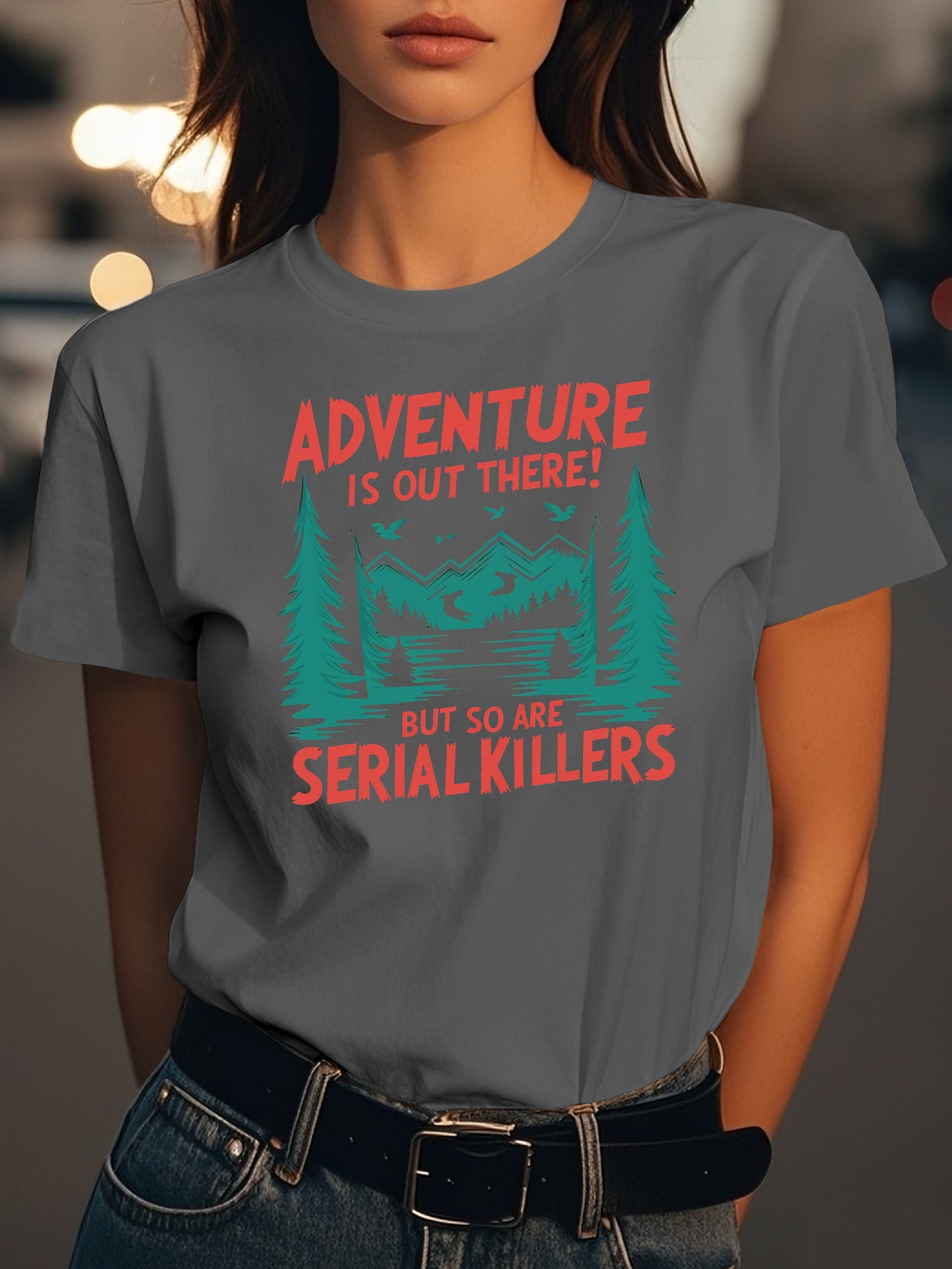 Adventure is out there Fashion women's pure cotton T-shirt short sleeves