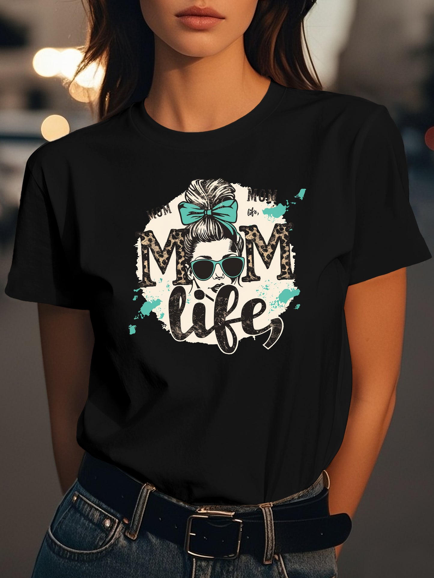 Trendy MOM Life Design Fashion women's pure cotton T-shirt short sleeves