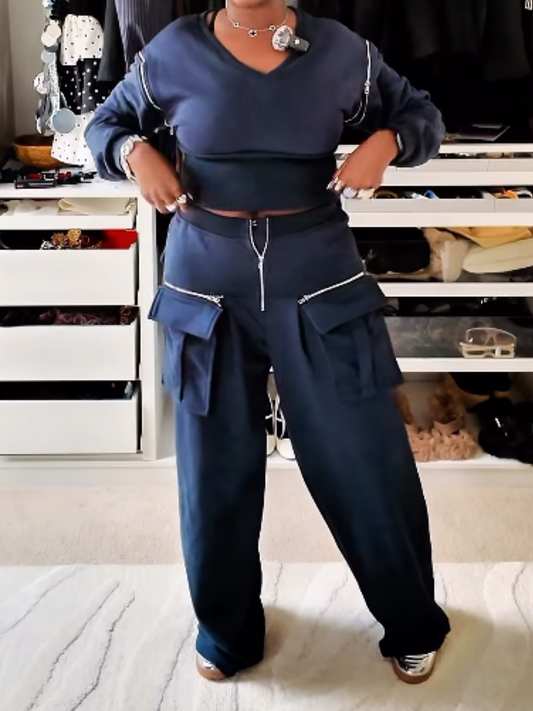 Zipped Pocket Detail Sport Suit