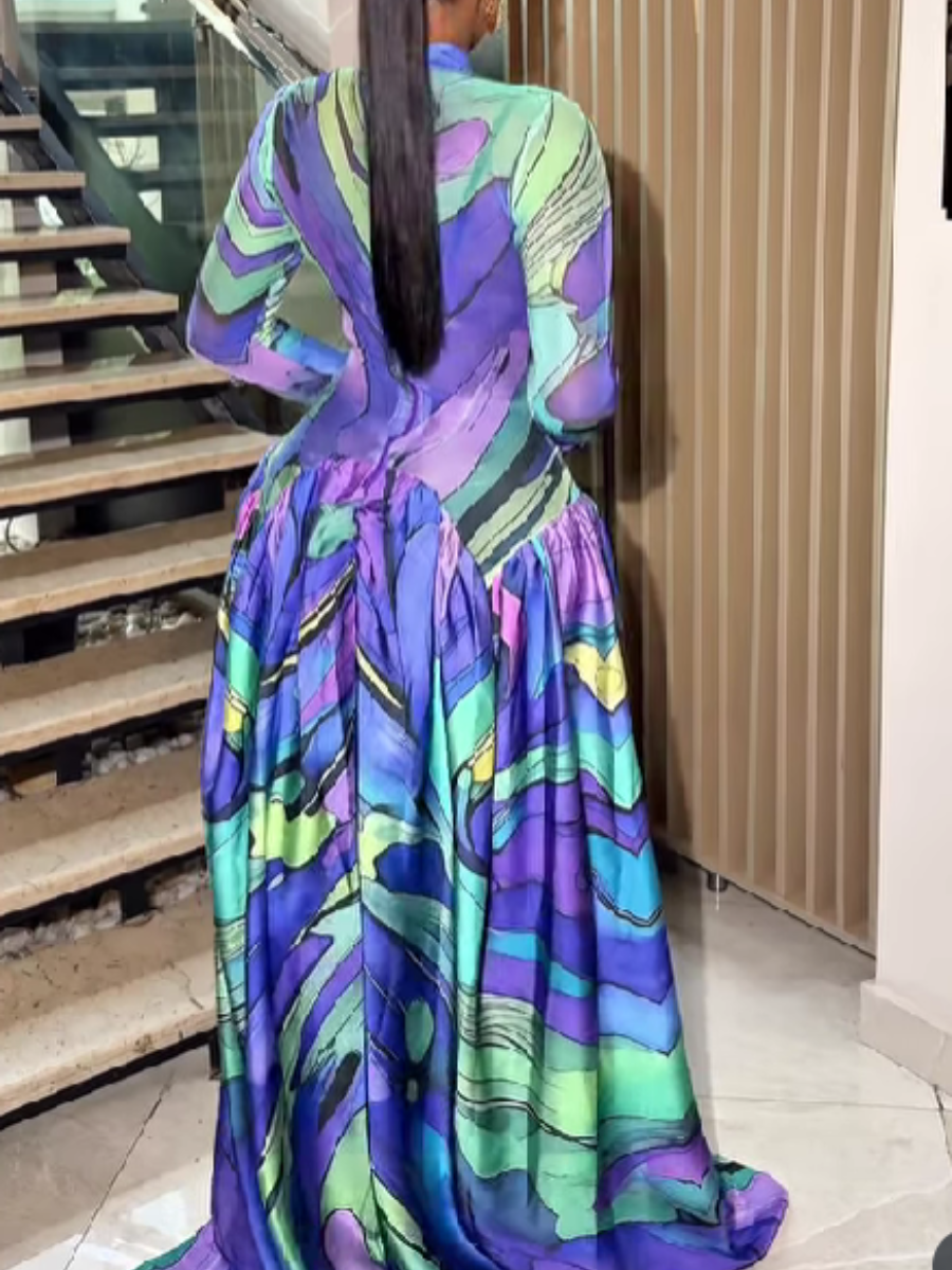 Printed Long Sleeve Dress