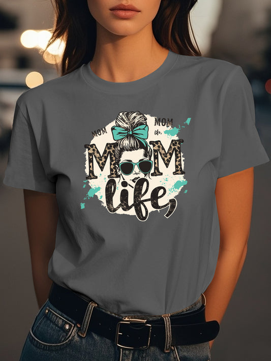 Trendy MOM Life Design Fashion women's pure cotton T-shirt short sleeves