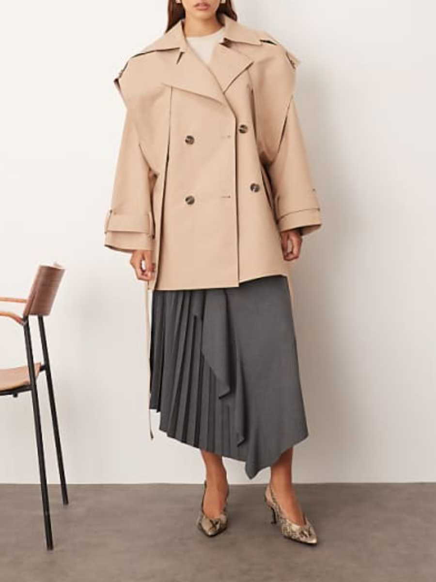 Double-breasted Cape Trench Coat