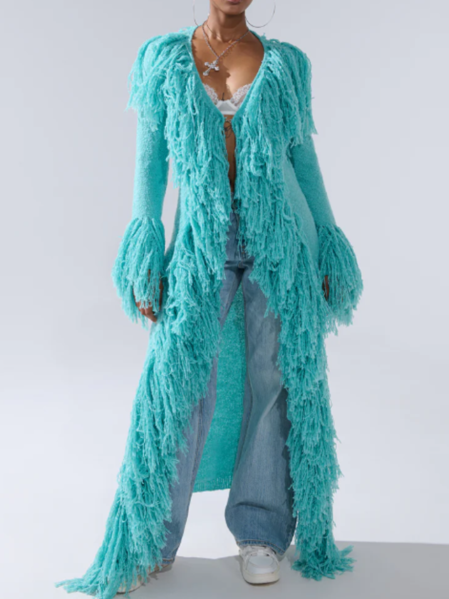 Knit Fringed Coat