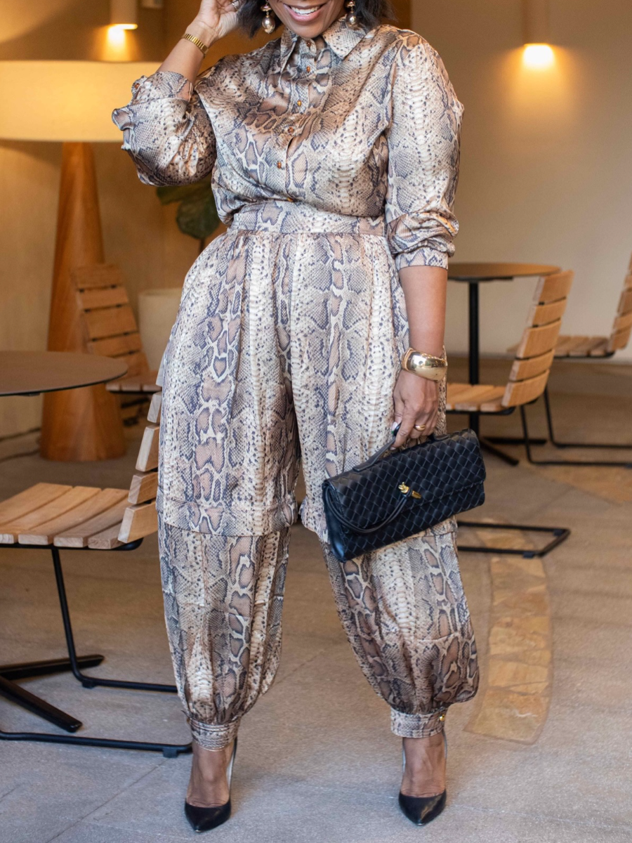 Draped And Striking Snake Print Set