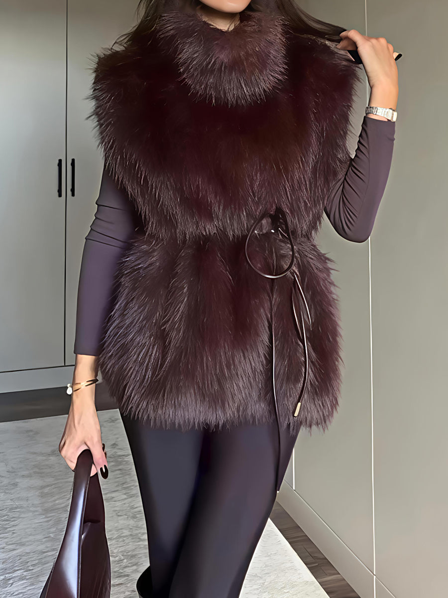 Loose Plush Faux Fur Vest Coat