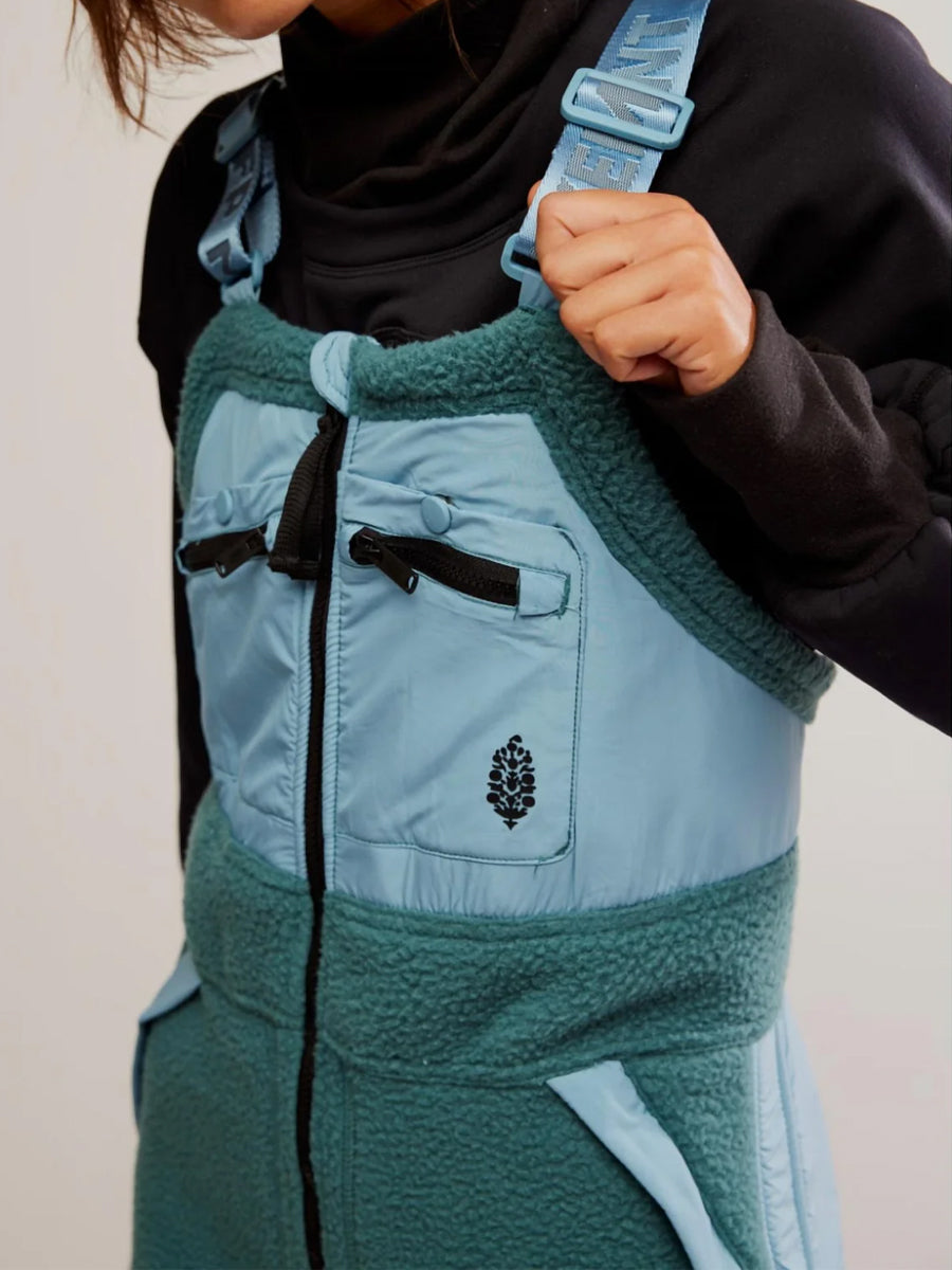 Adjustable Buckle Straps Zip Up Pockets Ski Wear Jumpsuit