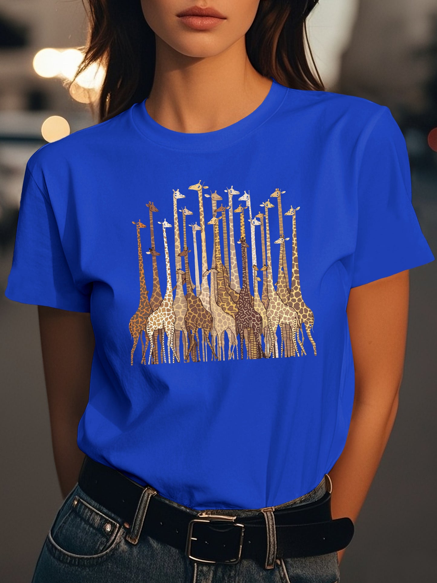 Abstract giraffes Fashion women's pure cotton T-shirt short sleeves