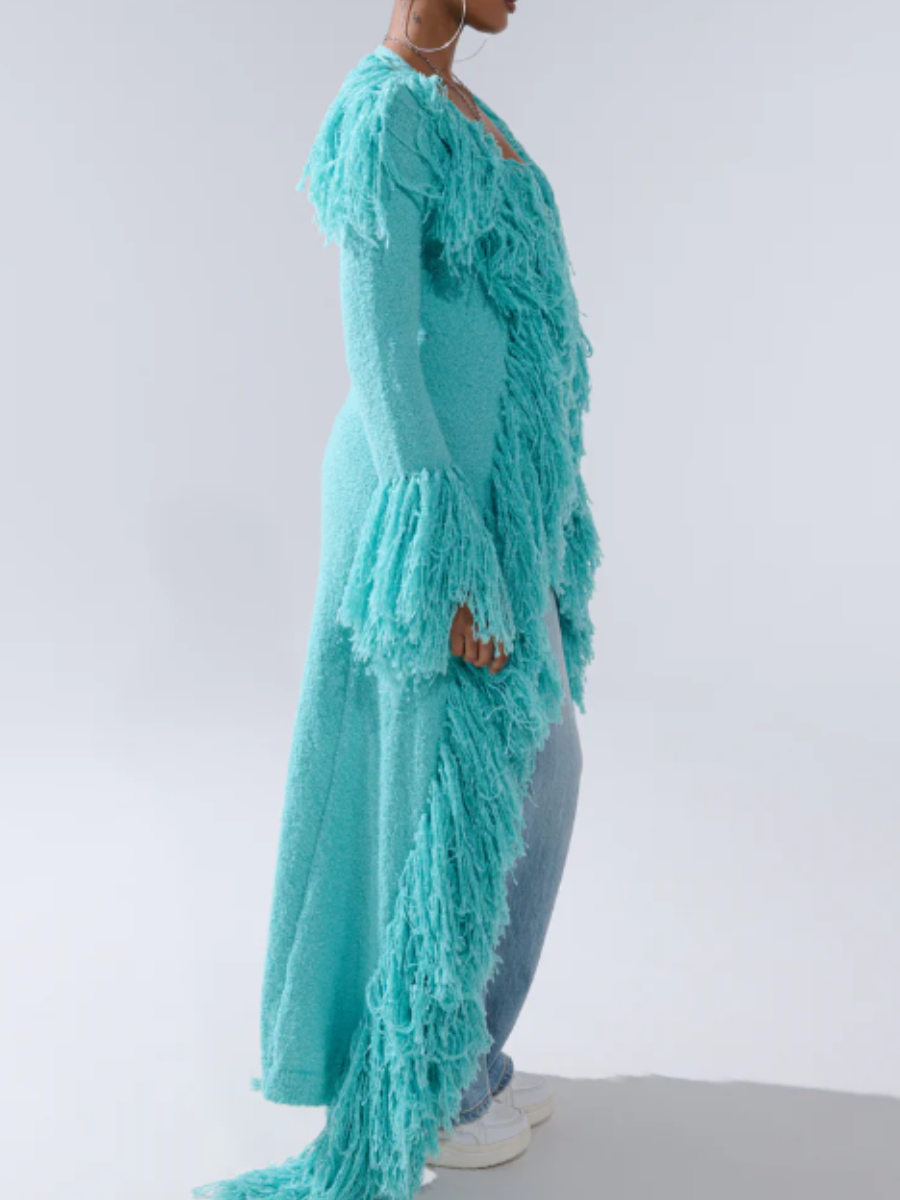 Knit Fringed Coat