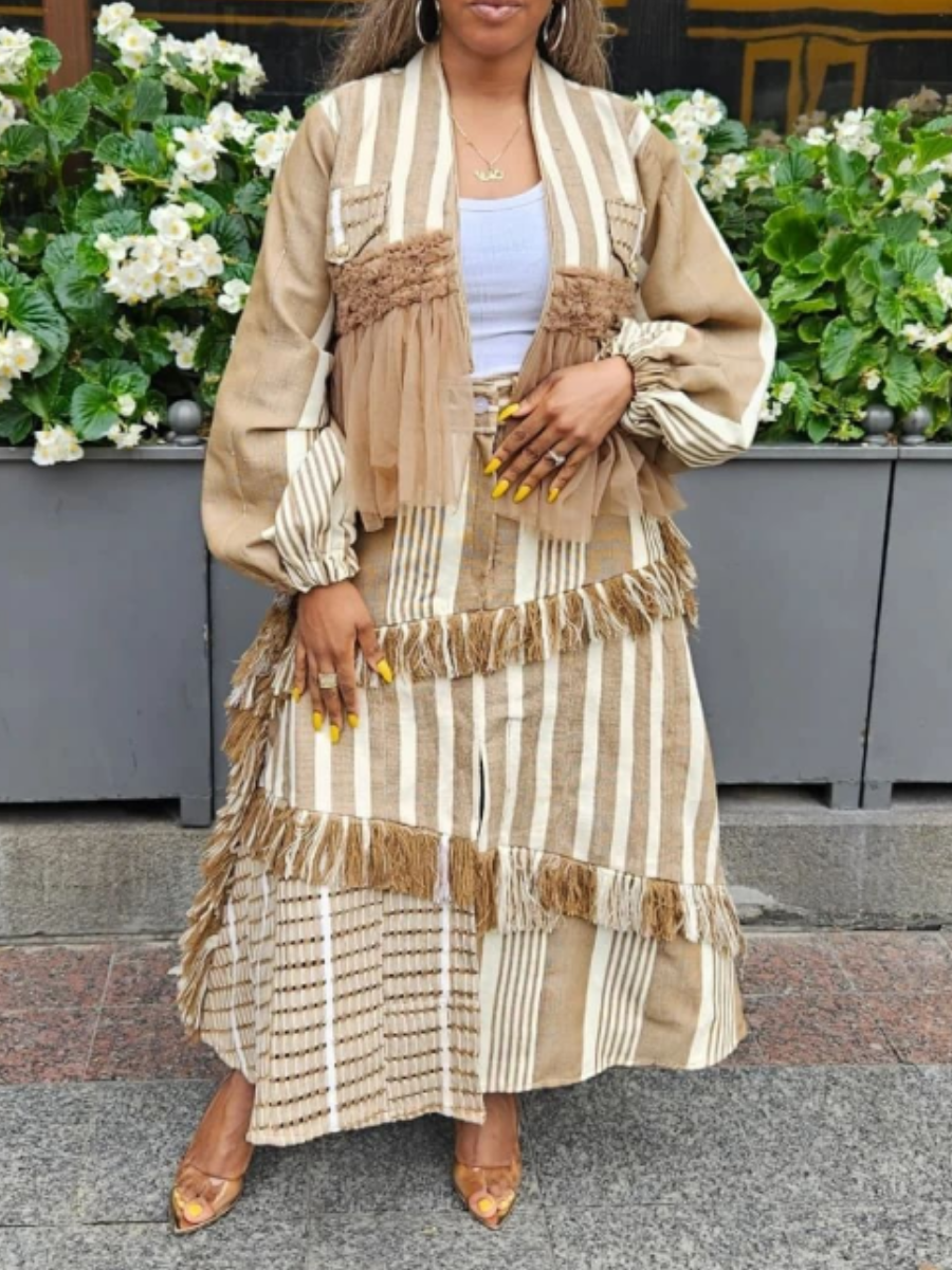 Striped Fringed Suit