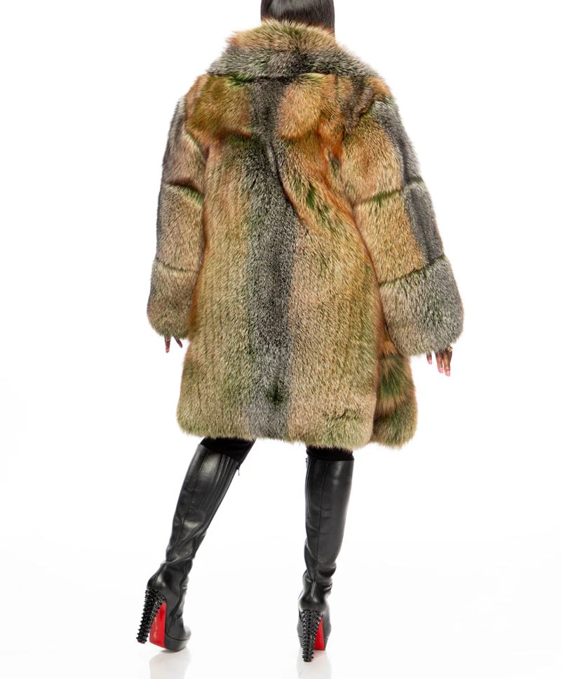 Mid-Length Faux Fox Fur Coat