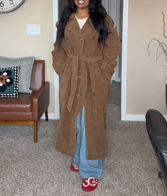 Vintage Suede Trench Coat