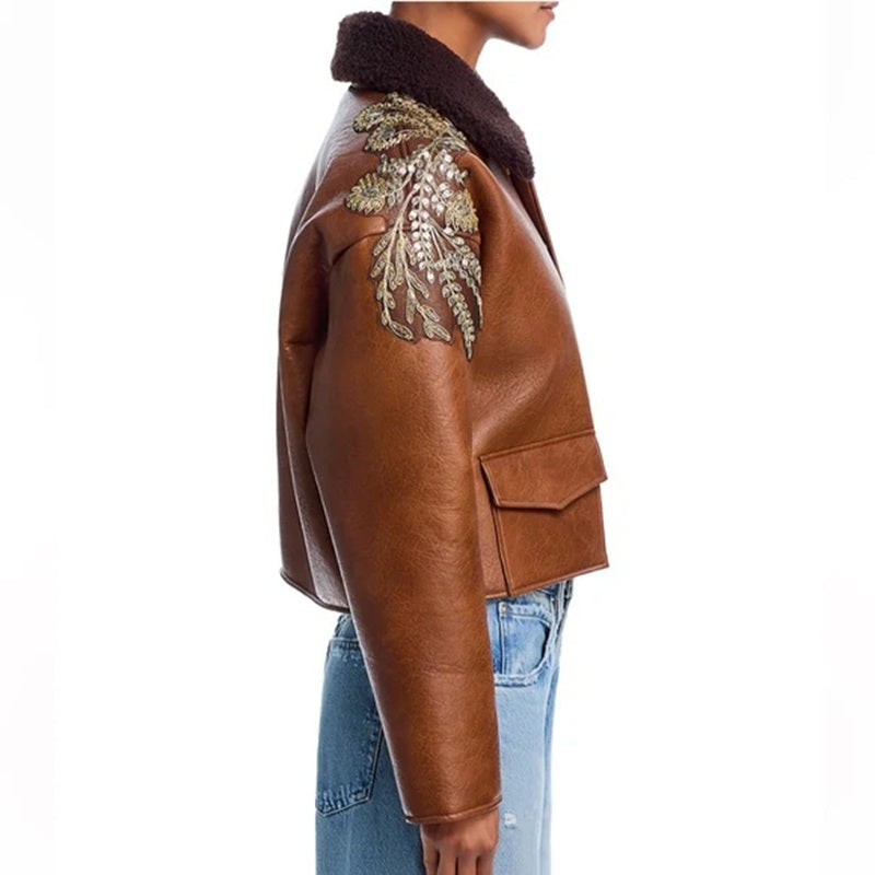 Vintage Embroidered Leather Jacket