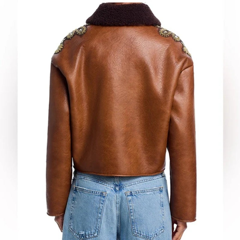 Vintage Embroidered Leather Jacket