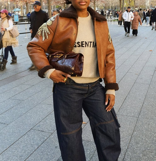 Vintage Embroidered Leather Jacket